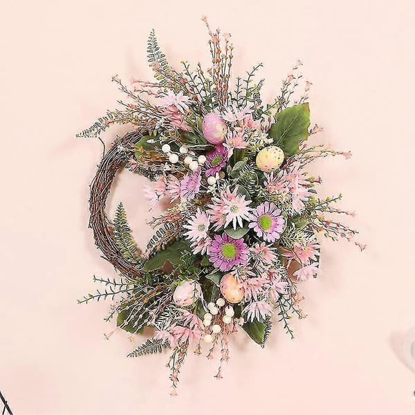 Kunstig blomsterkrans ytterdør grener rottingkranser lilla