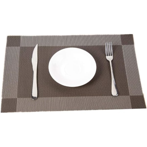 Washable Placemats PVC Placemats , Rectangular Placemat Non-Slip Wear-Resistant Heat-Resistant Paper Decoration Placemats(Black Coffee)