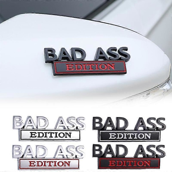 Auto BAD ASS Edition -embleemitarra, yleismallinen, 3D-lokasuojamerkki, koriste, lisävarusteet autoihin, moottoripyöriin ja kuorma-autoihin Black red