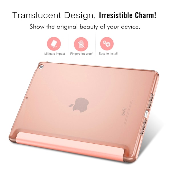 Smart Case kompatibelt med iPad Air 3 10,5", genomskinligt magnetiskt case med matt baksida med Auto Sleep/Wake-rose-guld