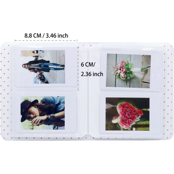 Minifotoalbum med 64 fickor, lämplig för Fuji Instax Mini 7s 8 8+ 9 25 26 50s 70 90 instantkamera och visitkort (16 sidor) - himmelsblå.