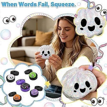 Halloween Tecknad Lysande Fidget Leksaker Blindlåda, Gelé Långsam Återhämtning Bulle Squishy, Multi Form Ångestlindrande Klämleksak
