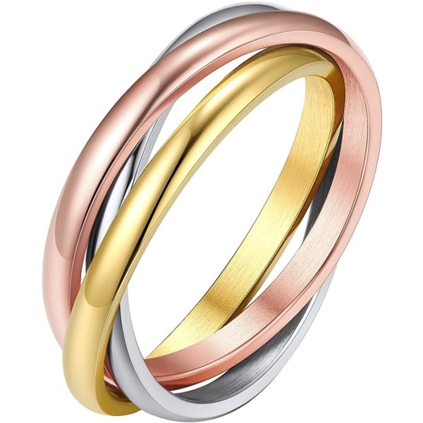 18K pläterad interlocked Rolling Fidget Ring för ångest för kvinnor och män, rostfritt stål/trefärgad/regnbåge/roséguld/svart/guld staplingsring (9)