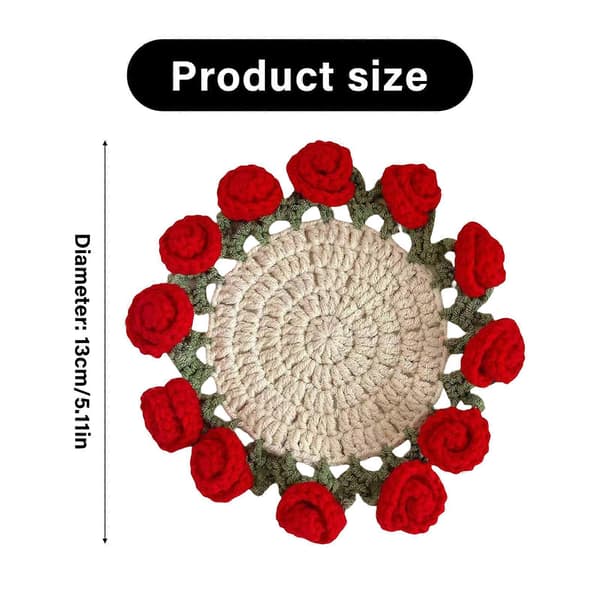 DIY Hæklekit Rosenbuket Hæklede Brikker Startkit Blomsterbrik Hæklekit til Håndarbejde Rød rose Red rose