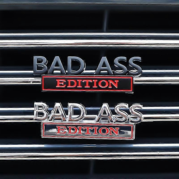 Auto BAD ASS Edition -embleemitarra, yleismallinen, 3D-lokasuojamerkki, koriste, lisävarusteet autoihin, moottoripyöriin ja kuorma-autoihin Black red