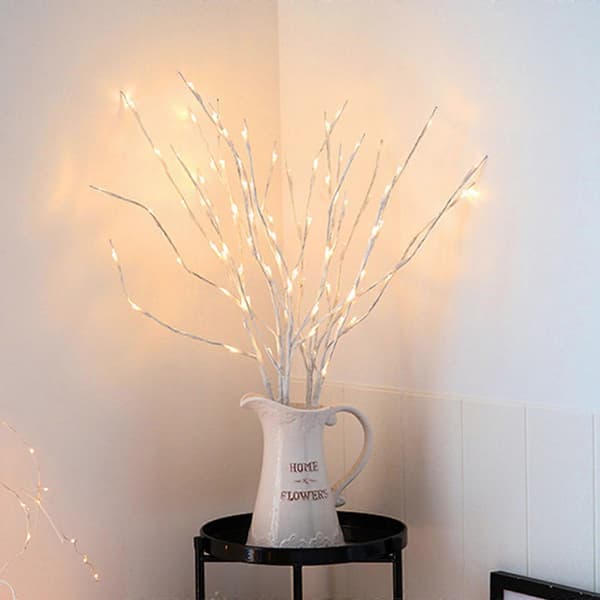 2 stk. birkegrene LED-lys Kreative vasegrene Lys Unik scenelysindretning