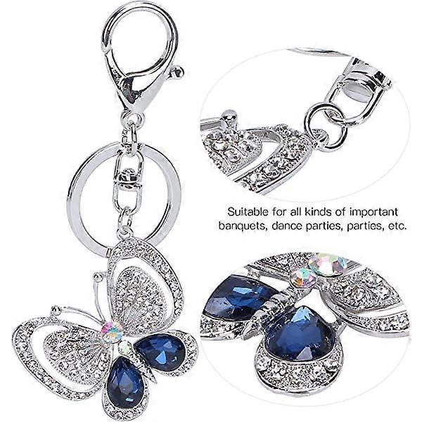 Krystal Nøglering Vedhæng, Sommerfugl Zinklegering Rhinestone Glitrende Vedhæng