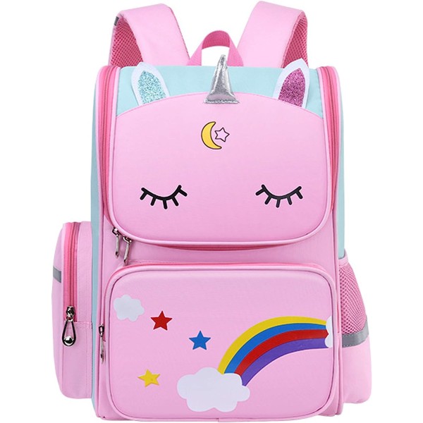 Söt barnryggsäck 16 tums rosa bokväskor, lätt skolväska för flickor