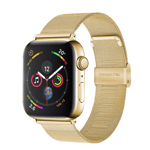 Compatible Apple Watch Strap 38-40mm/42-44mm, Stainless Steel Ring Buckle Metal Strap Replacement-38/40mm gold