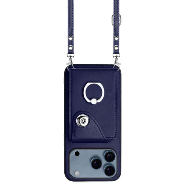 iPhone 17 Pro Case with Organ Card Wallet and Ring Holder, plus Long Lanyard