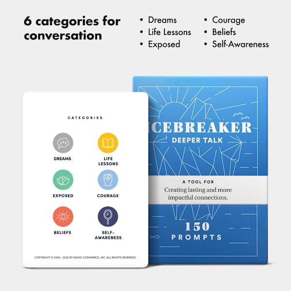 BestSelf Icebreaker Deeper Talk Deck - Konversationsstartkortpaket för att fördjupa vänskapsband med 150 frågor-B