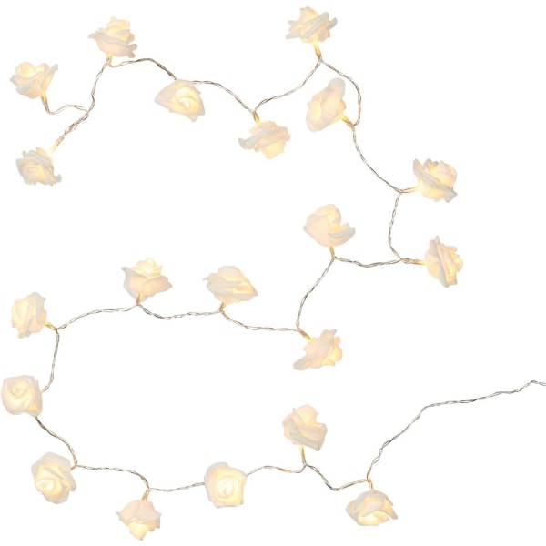 Light Garland 20 vita blommor med varmvit LED batteridriven