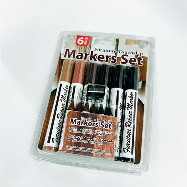 Furniture and Panel Repair Pen - 12-pack Multicolor with Pencil Sharpener