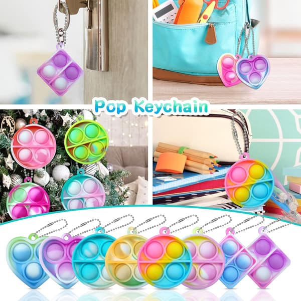 Pop Fidget Nøglering 30-pak Mini Fidget Legetøj Bulk Festgaver til Børn 4-8, 8-12 År Drenge Piger Push Pops Bulk Legetøj Små Præmier til