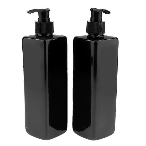 2 st 500 ml Stora, Tomma, Svarta Plastflaskor Med Lotionpumpar, Perfekt För Dosering - Svart Pump, 500 ml