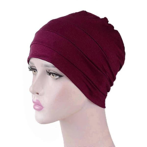 Komfortabel cellegiftlue Cellegifthatter for kvinner Skullies Beanie Kreft Hodeplagg Lue Under Hatt Skullies Hodeplagg for Hodeinnpakning Burgunder