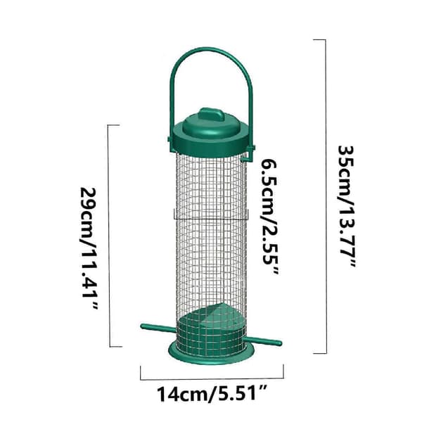 Fankiway Udendørs Fuglefoderhuse, Udendørs Fuglefoderhus i Jernnet Ophængt Automatisk Fuglefoderhus i Metal blackish green-Free Size
