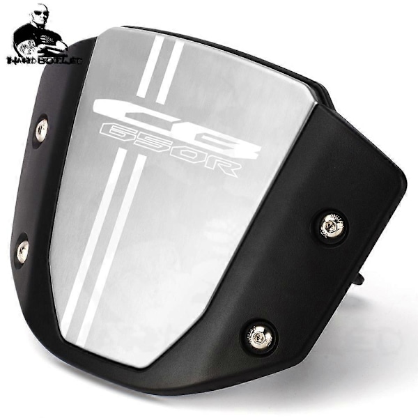 Vindruta i aluminium för Honda CB650R 2019 2020 2021 2022, Motorcykeltillbehör CB 650R LOGO SILVER