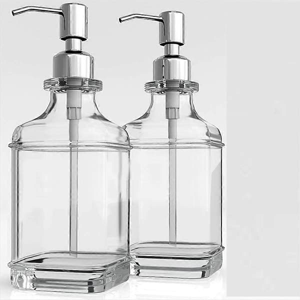 Sæbedispenser i glas med rustfri stålpumpe Genopfyldelig håndsæbedispenser Badeværelsessæbedispenser A