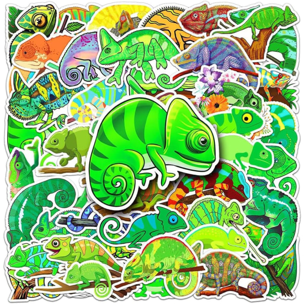 50Pcs Chameleon Stickers Anole Waterproof Vinyl Decals Cup Water Bottles Laptop Luggage Computer Mobile Phone Guitar Skateboard Decoration