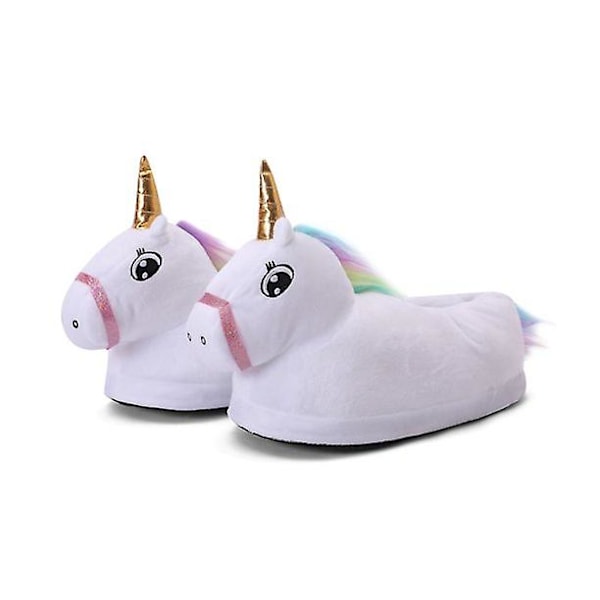 3-12 År Vinter Enhörnings Tofflor Baby Pojke Flicka Tofflor Mjuka Plysch Sovrum Hemma Tofflor Inomhus Pälsiga Baby Barn White M(Length 26cm)