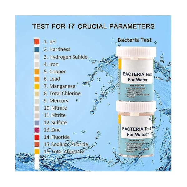 17-in-1 Complete Water Test Kit, 100 Test Strips + 2 Drinking Water Test Kits Easy Testing