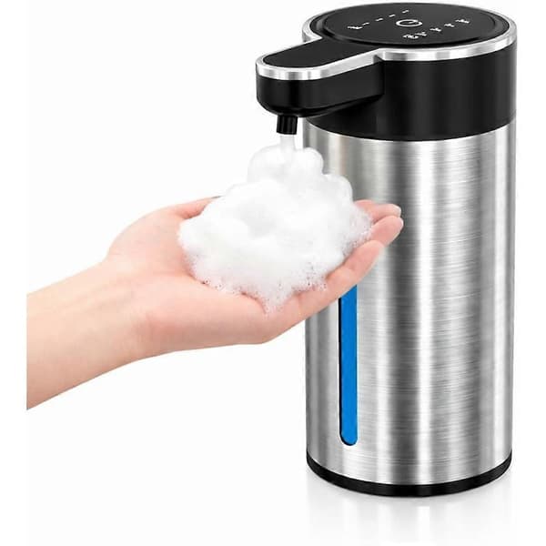 Automatisk Skummende Sæbedispenser Berøringsfri, 304 Rustfrit Stål Håndsæbedispenser, USB Genopladelig, 13,5 Oz (400 Ml)