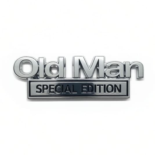 1 stk. Old Man Edition bilemblem universal pasform biltilbehør til alle køretøjer sølv sort