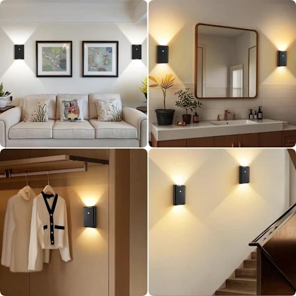 Wireless sensor wall lights – 2-pack rechargeable night lights with remote control, powered by 3600mAh battery.