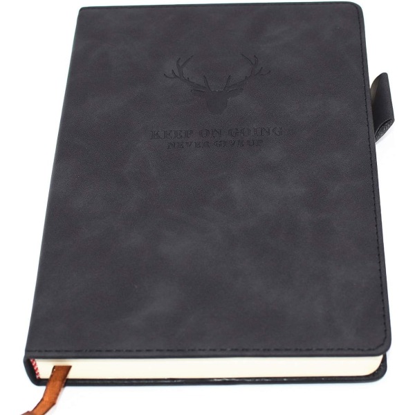 A5 Ruled Notebook Journal - Inbunden Executive Notebooks med Premium tjockt papper, College Lined Journal, 8,3"×5,7",360 sidor,Anteckningar (svart)