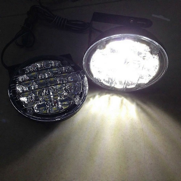 2kpl DC 12V 18 LED DRL Pyöreä Auton Sumuvalo Päiväajovalo Valkoinen