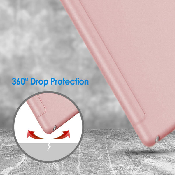 Ultratunt smart case med gummibelagt flexibel TPU- cover, automatisk sömn/väckning och View/Type-stativ för iPad Mini 5-helt roséguld