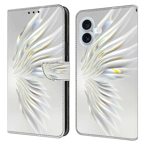 Fodral för iPhone 16 Plus Plånboksfodral Mönstertryck Stativ Läder Flip Telefonfodral - Crystal Wings