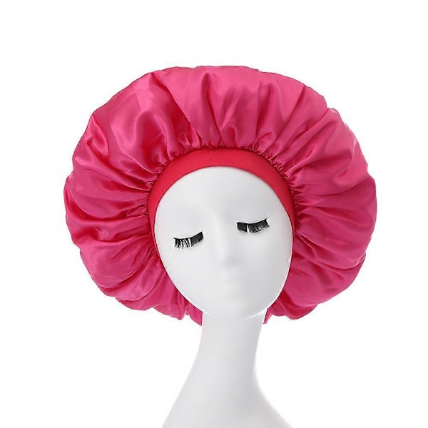Stretch Elastisk Bredbrättad Vattentät Silkesatin Nattmössa (lila) 1 stycken Rose Red