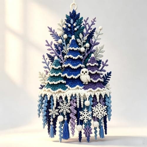 DIY 3D Crochet Door Hanger Kit, Handmade Wall Decor - Winter Forest Style-F