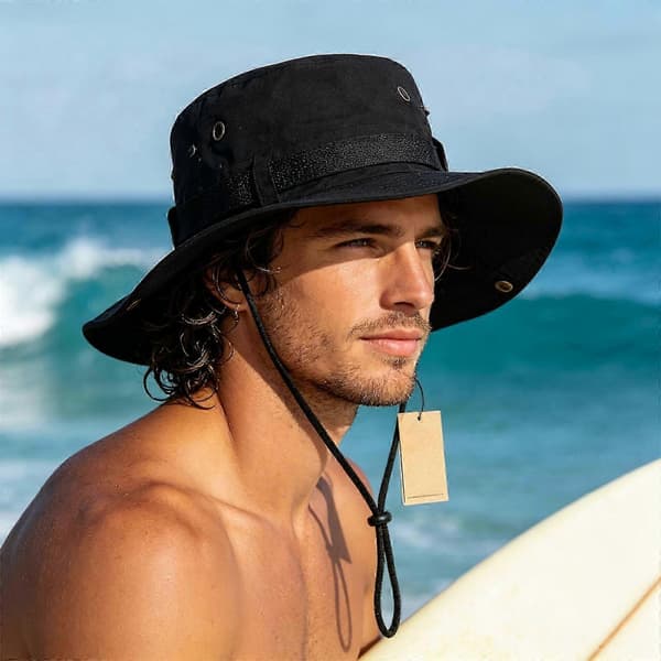 Fiskerhatt i bomull, solbeskyttelseshette for unisex, inkluderer justerbart hodebånd for strand, camping, reise, rosa