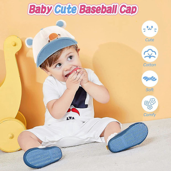 Baby Søt Baseball Caps Bomull Baby Myk Caps Solskjerm Baseball Caps (Marineblå)