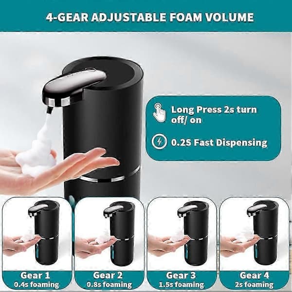 Automatisk sæbedispenser 380ML Berøringsfri flydende sæbedispenser USB genopladelig skumsæbedispenser til badeværelse B