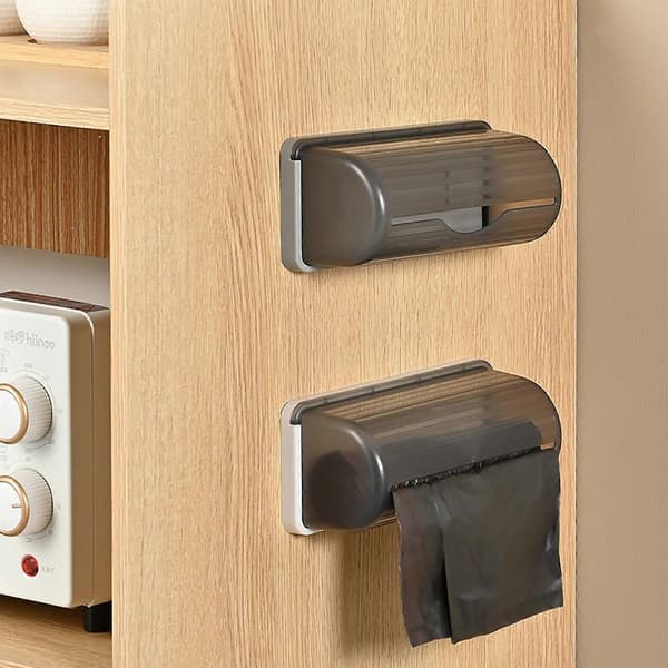 Affaldsposeholder til køkken og vaskerum, vægmonteret dispenser til affaldsposer, grå Grey