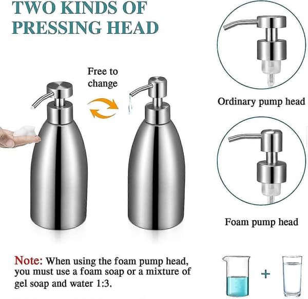 500 ml flydende sæbedispenser lotiondispenser med skumdyse sæbedispenser i 304 rustfrit stål sæbedispenser shampoo badeværelse køkken sølv