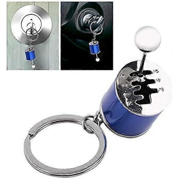 Bil Gearstang Nøglering, Auto Gearstang Model Nøglering Gearformet Metal (10,3 x 4,1 x 2 cm) (Sort) Blue