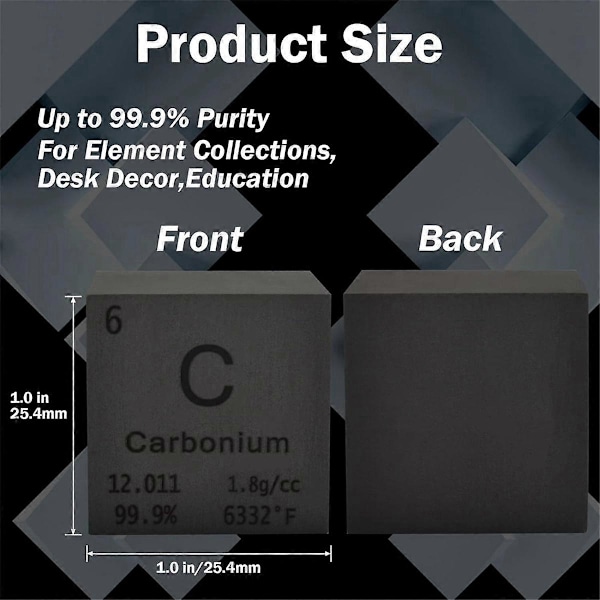Karbon Kvadrat Tetthet Kvadrat Ren Metall for Elementsamlinger Lab Eksperiment Periodisk System Col