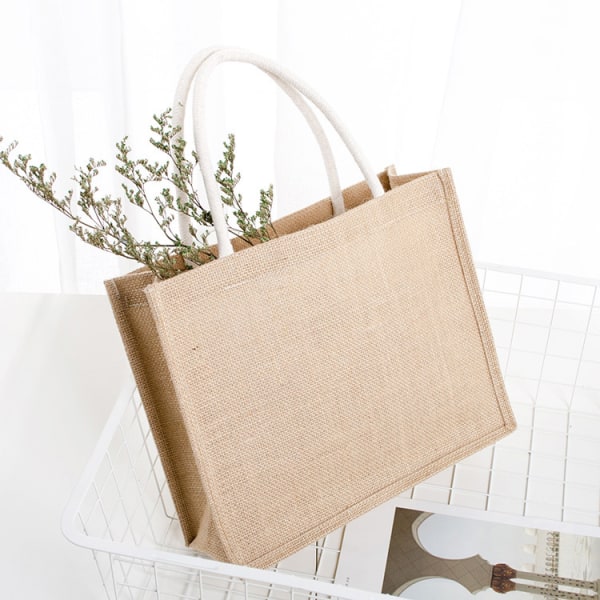 Jute Burlap Tote Bags med håndtak | Naturlig økovennlig gjenbrukbar handlepose | Totes for brudepiker | Av Yogi's Gift® (pakke med 2)