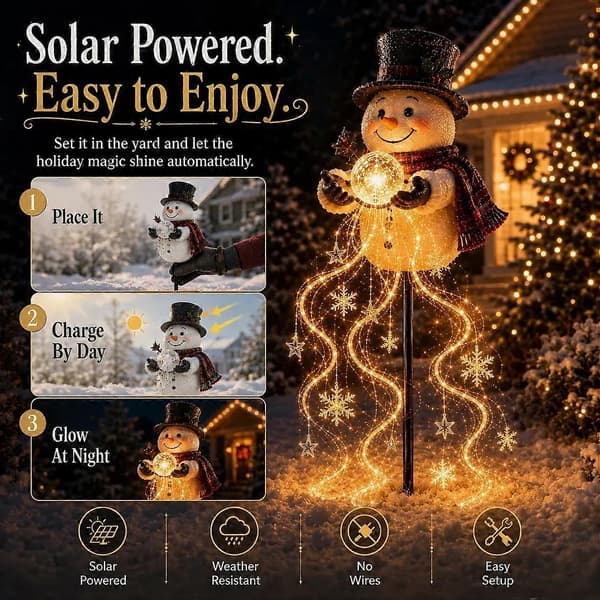 Snømann Magisk Fontene-Strømmende Snøfnugg LED Julehagebelysning