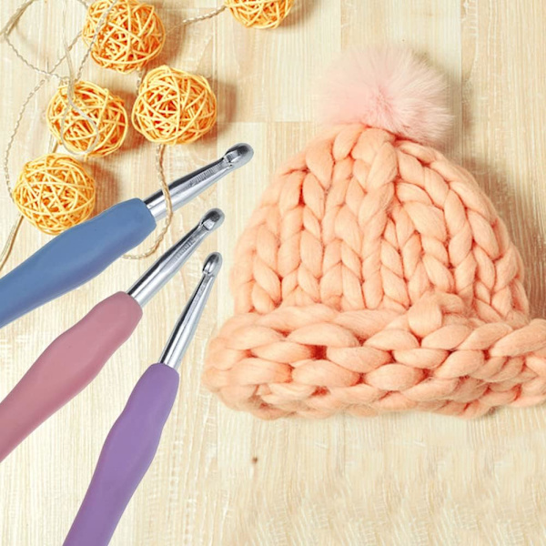 3 stk. hæklenåle i store størrelser Ergonomiske hæklenåle (6,5 mm/7,0 mm/8,0 mm) Strikkesæt værktøj til at strikke sweater, tørklæde og hat