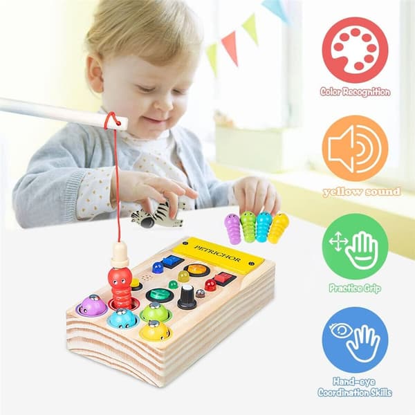 Montessori Activity Board Wooden LED Light Switch Activity Board Toy