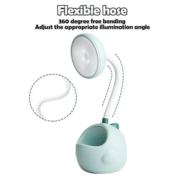 Skrivebordslampe, Søte Dinosaur Bordlamper med USB-Ladeport & Pennholder, Nattlys ved Sengen for R