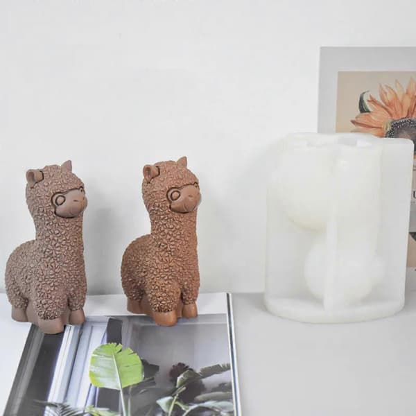 Hållbar 3D Alpacka Ljusform Återanvändbar Djur Doftljus Silikonform för DIY Aromaterapi Doftljusformar