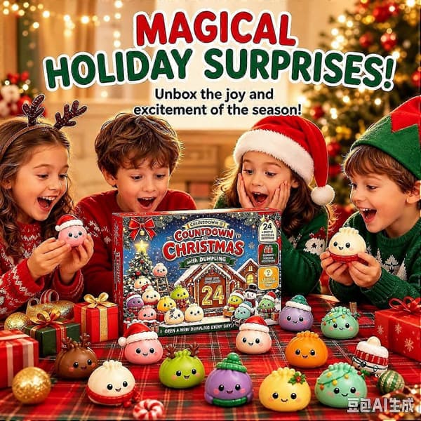 Jul Squishy Adventskalender 2026 Nedräkningskalender, 24 st Överraskningar Sensoriska Fidgetleksaker