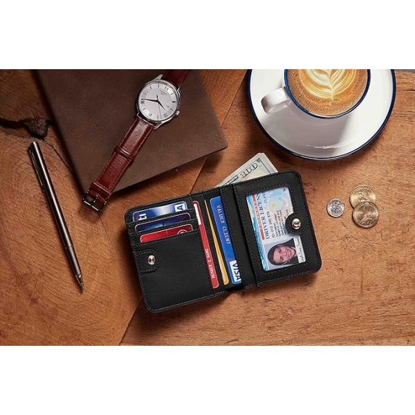 Liten plånbok för kvinnor, kompakt RFID-spärrande kontantplånbok, tunn läderficka med dragkedja, miniplånbokspresent för tonårsflickor för damer